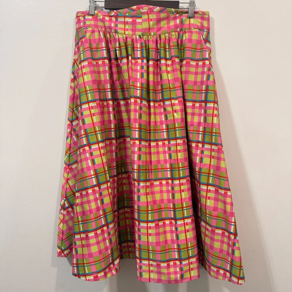 New York & Company 7th Avenue Design Studio Retro Cotton Plaid Skirt Size 14